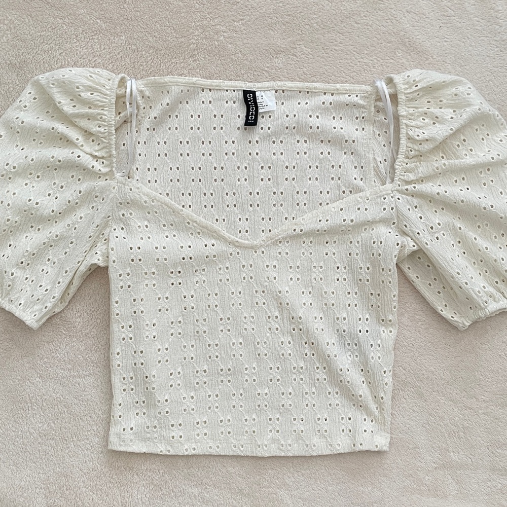White Puff Sleeve Bustier Crop Top